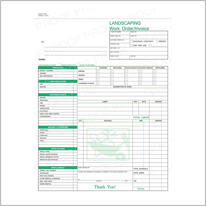 Free Printable Generic Lawn Care Invoice Template