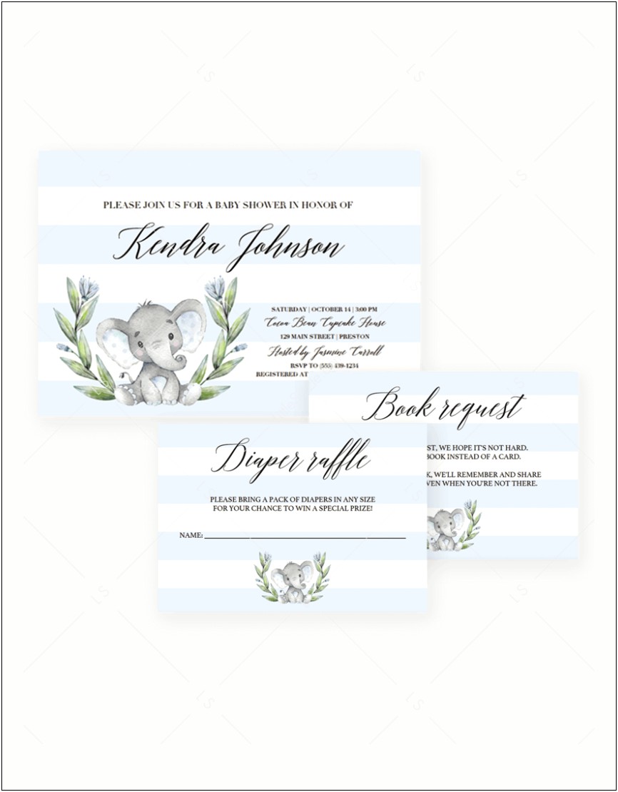 Free Printable Geometric Elephant Theme Baby Shower Templates