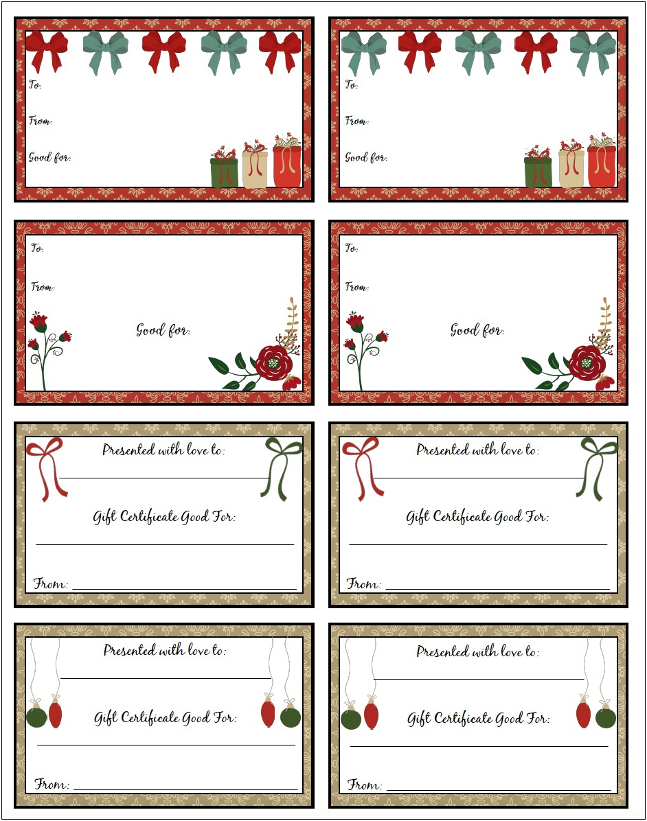 Free Printable Gift Certificates Templates Christmas