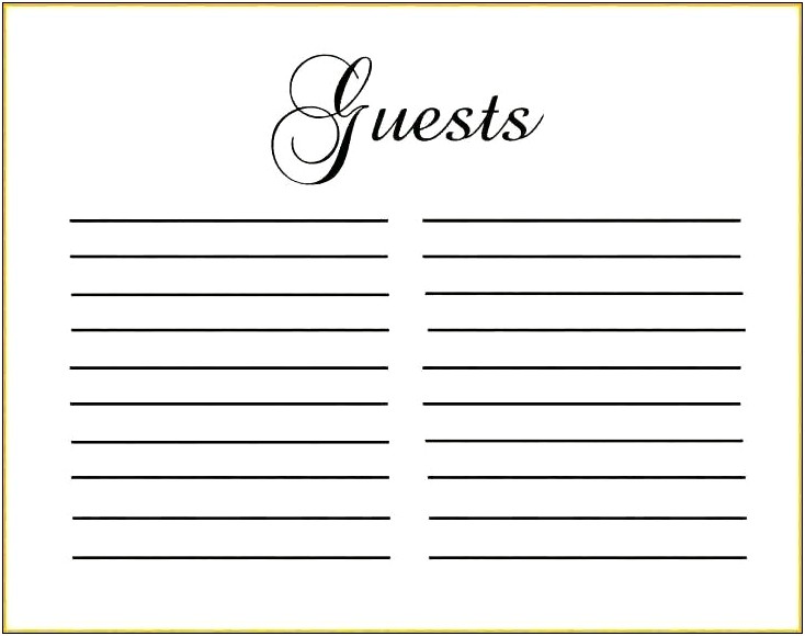 Free Printable Guest Book Page Template