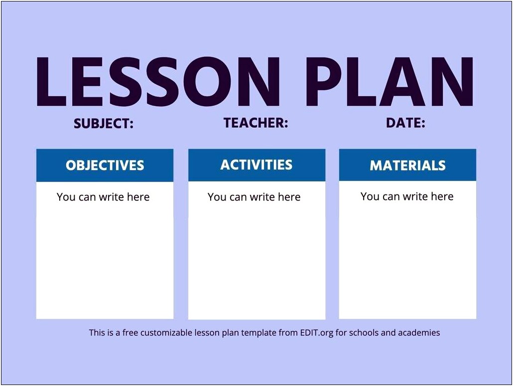 Free Printable High School Lesson Plan Template