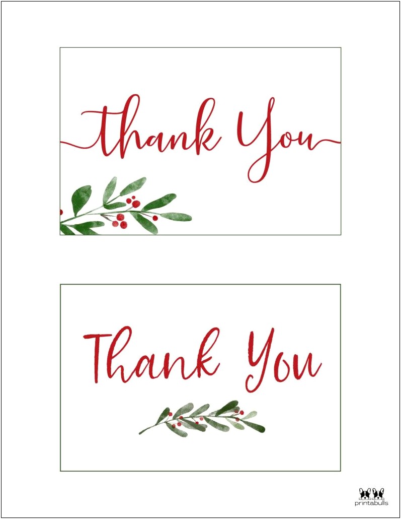 Free Printable Holiday Thank You Card Template