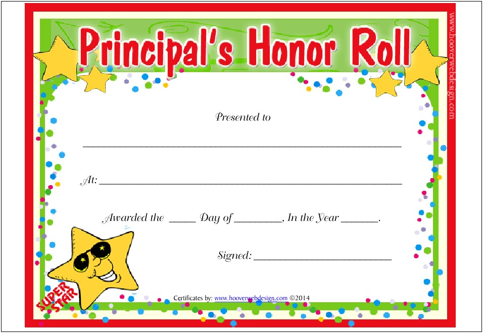 Free Printable Honor Roll Certificate Template