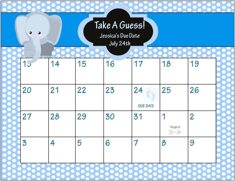 Free Printable Images Elephant Baby Boy Calendar Template