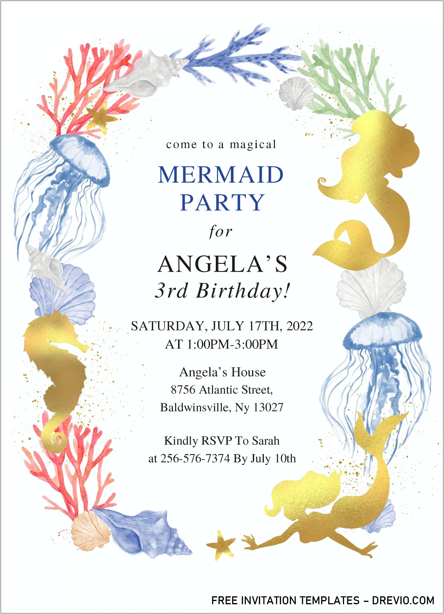Free Printable Invitation Templates Mermaid Invitation