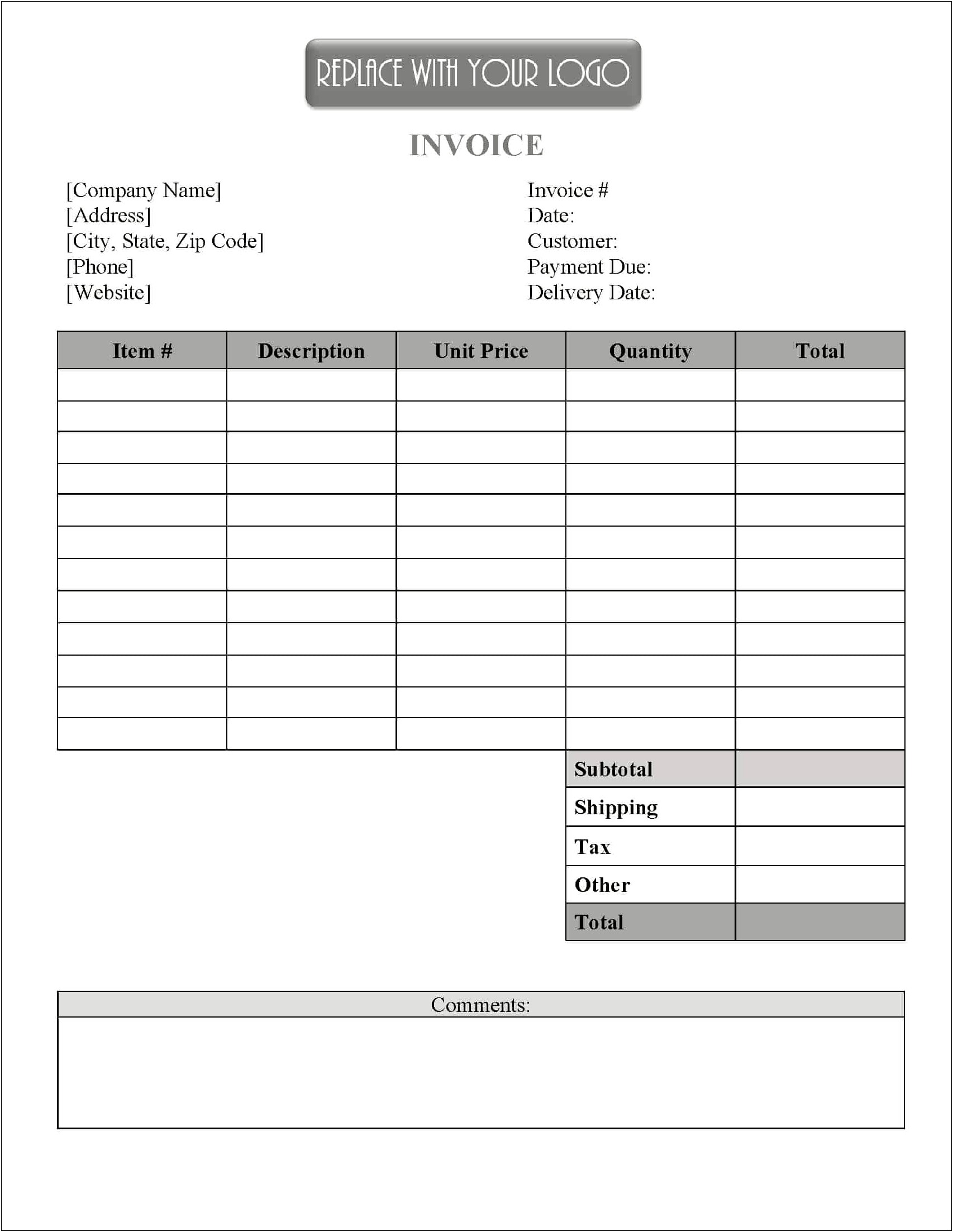 Free Printable Invoice Templates Pdf Microsoft Word