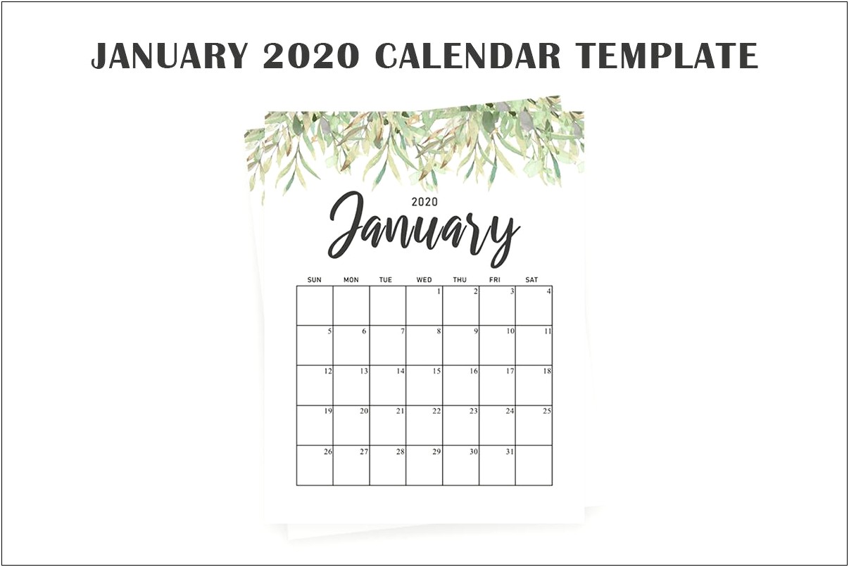 Free Printable January 2020 Calendar Template