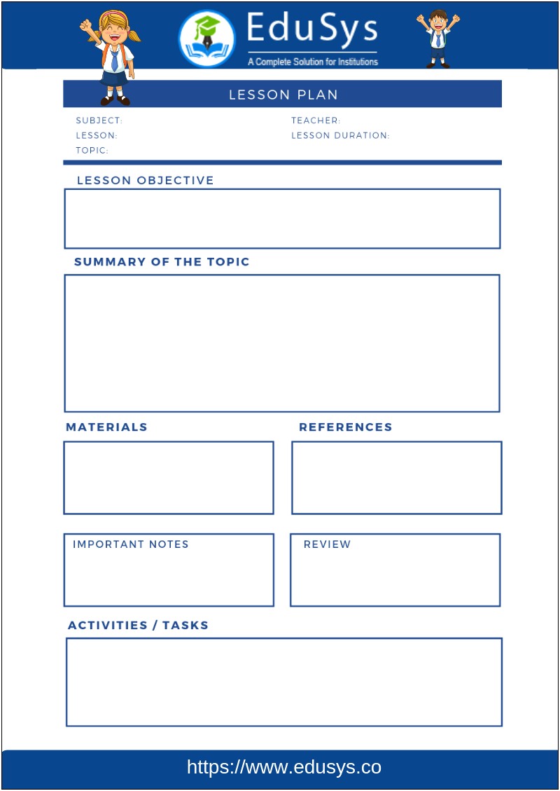 Free Printable Lesson Plan Template For High School
