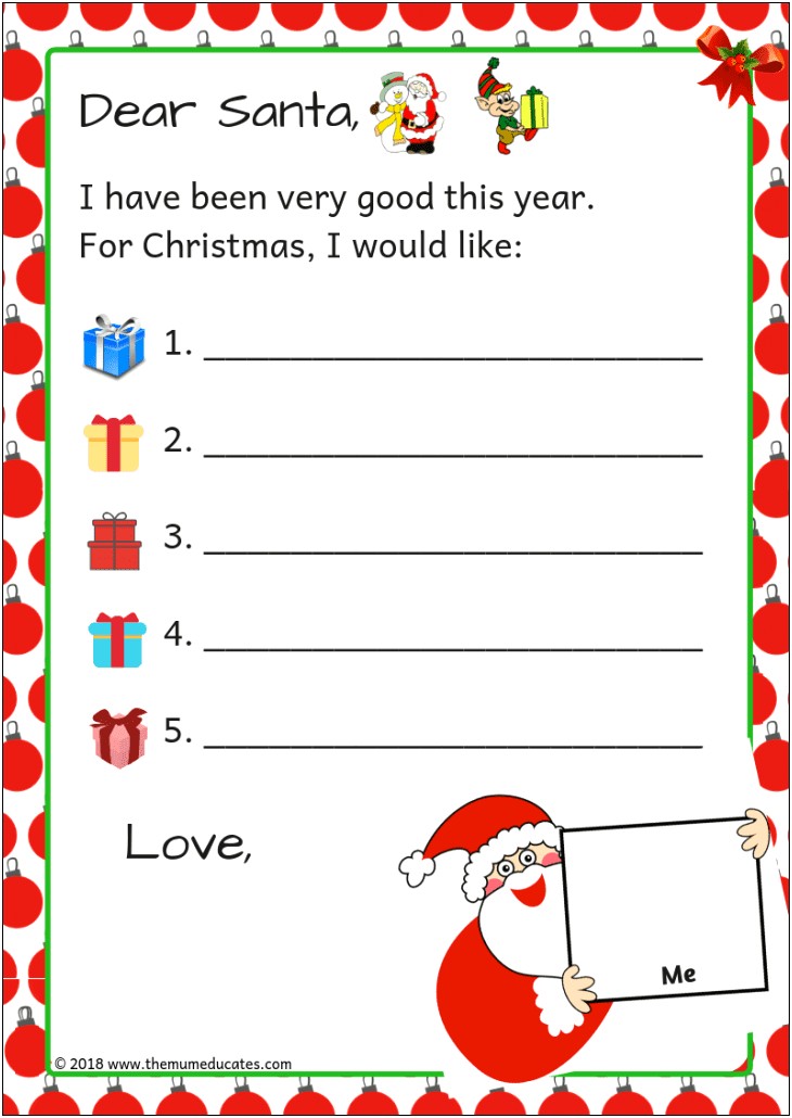 Free Printable Letter To Santa Claus Template