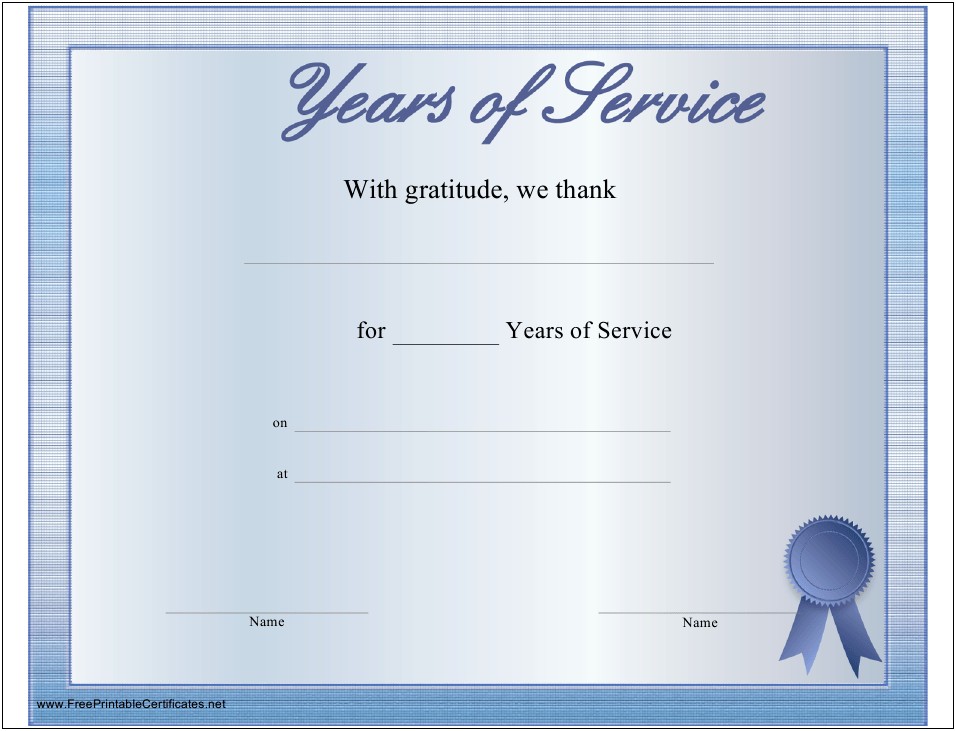 Free Printable Long Service Award Certificate Template