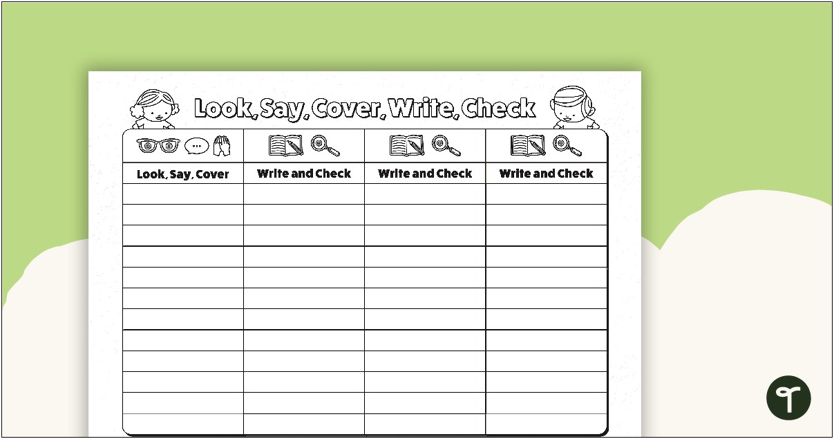 Free Printable Look Say Cover Write Check Template