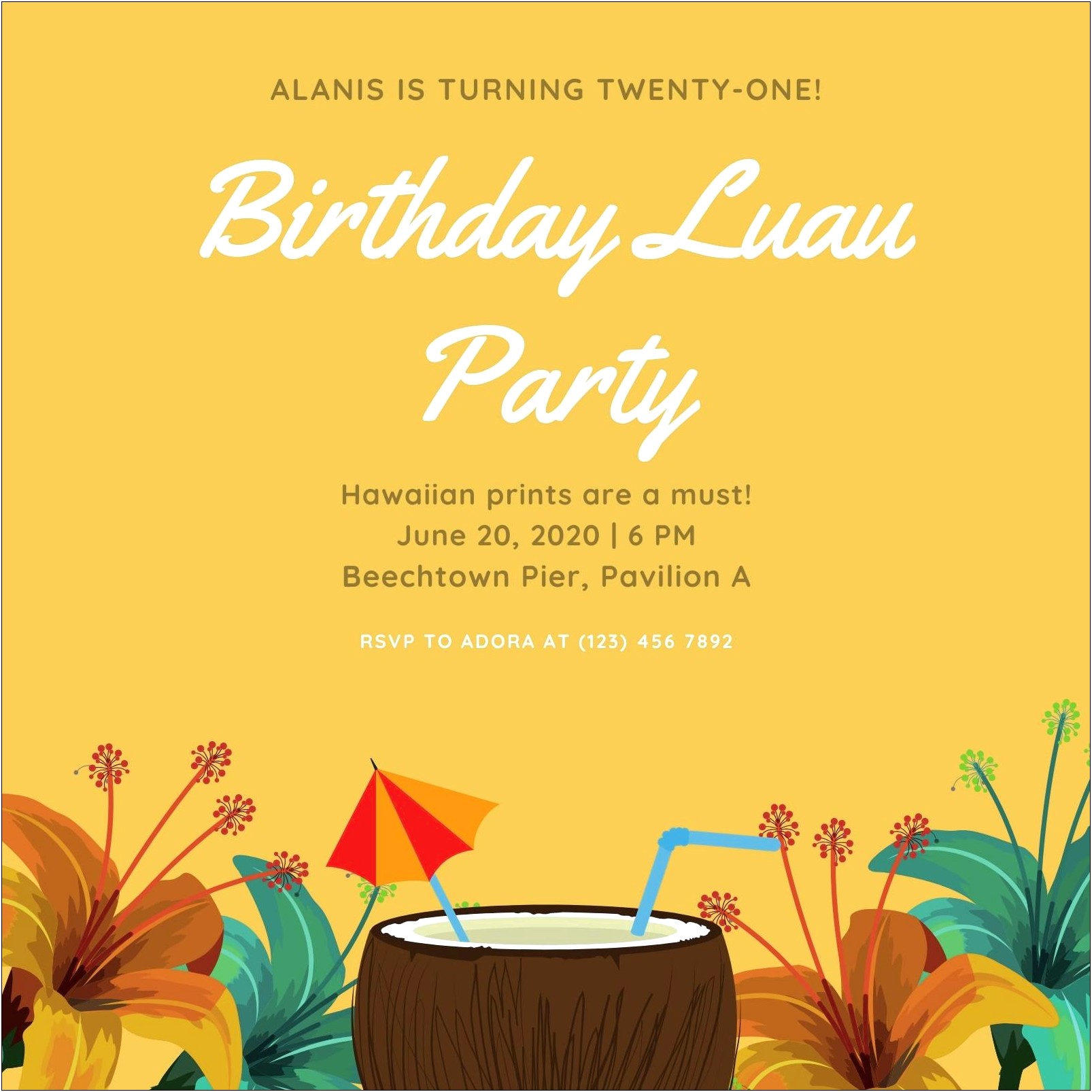 Free Printable Luau Party Invitations Templates