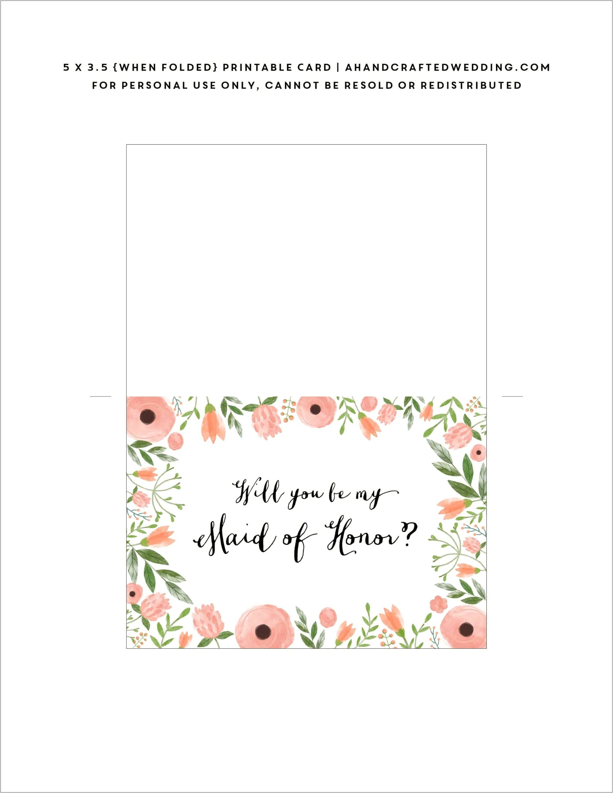 Free Printable Maid Of Honor Proposal Template