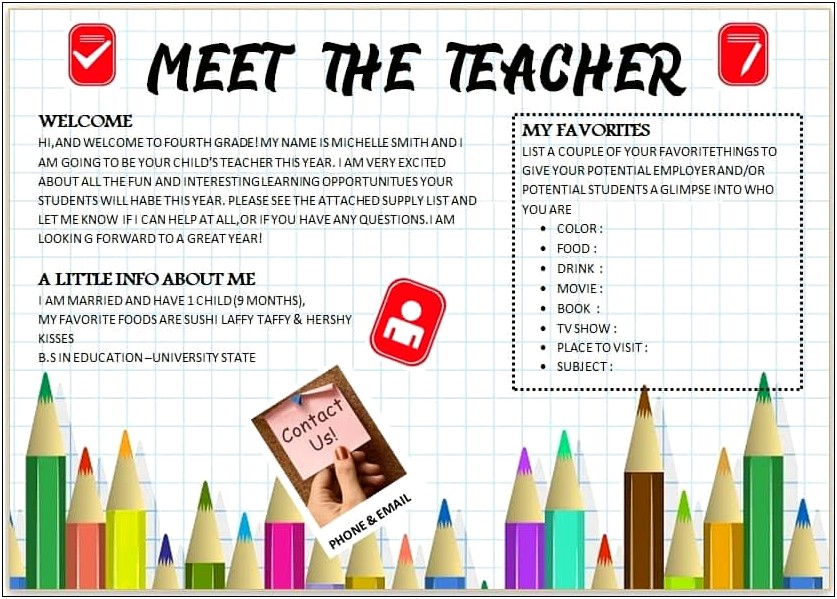 Free Printable Meet The Teacher Template
