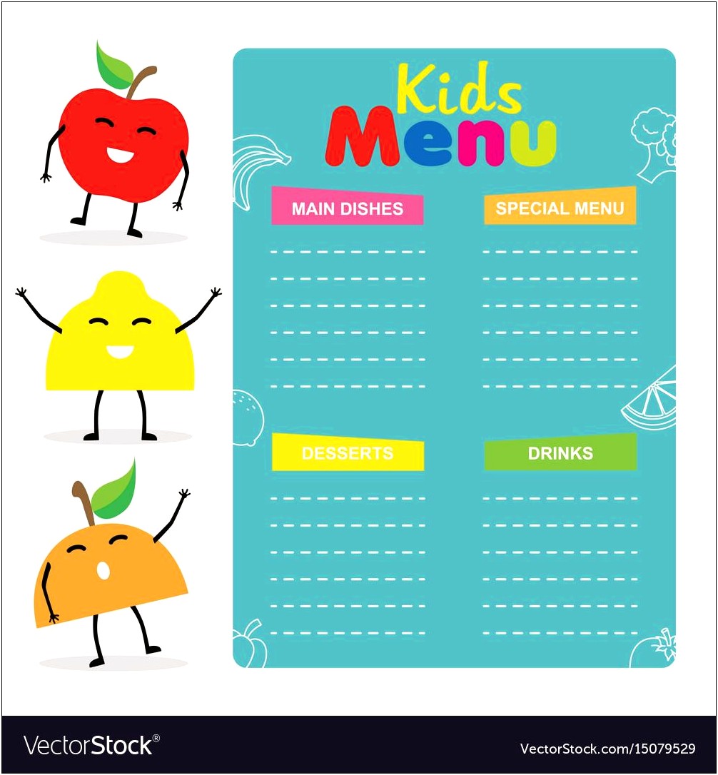 Free Printable Menu Templates For Kids