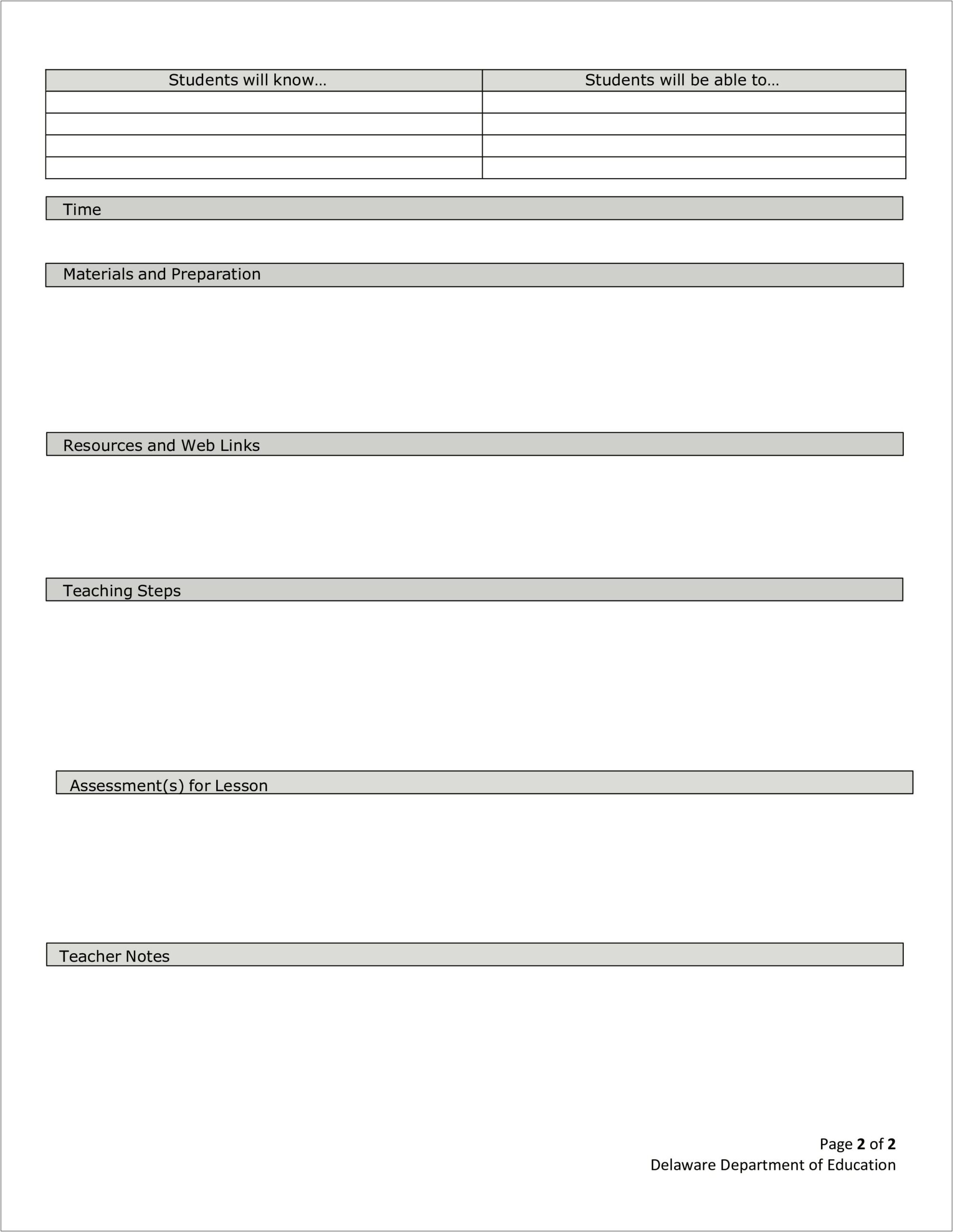 Free Printable Microsoft Word College Lesson Plan Template