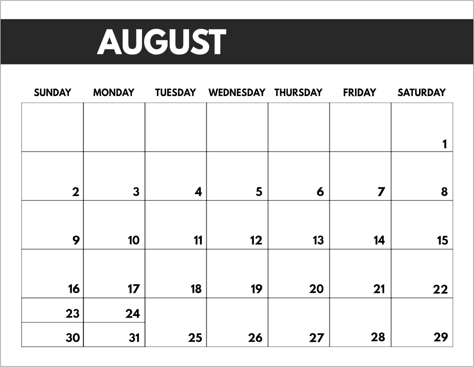 Free Printable Monthly Calendar Template 2020