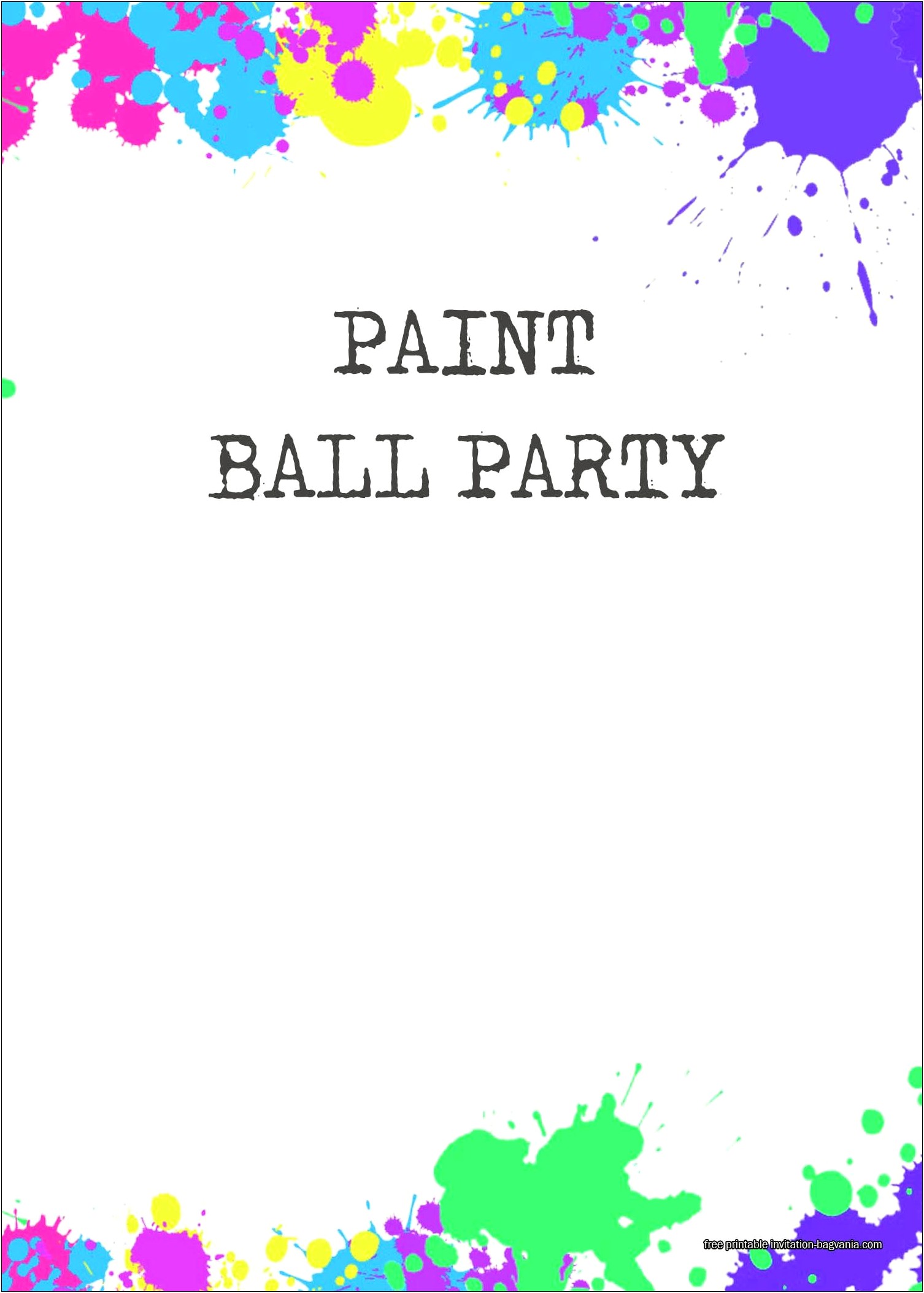 Free Printable Paintball Party Invitation Template