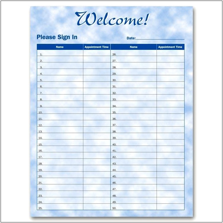 Free Printable Patient Sign In Sheet Template