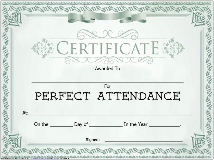 Free Printable Perfect Attendance Certificate Template