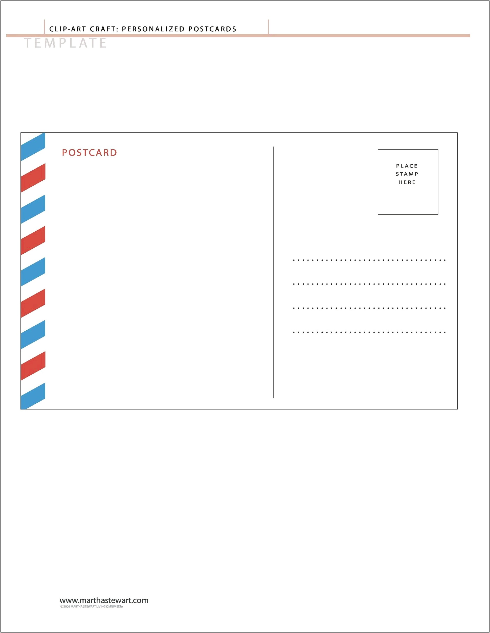Free Printable Postcards In Color With Template