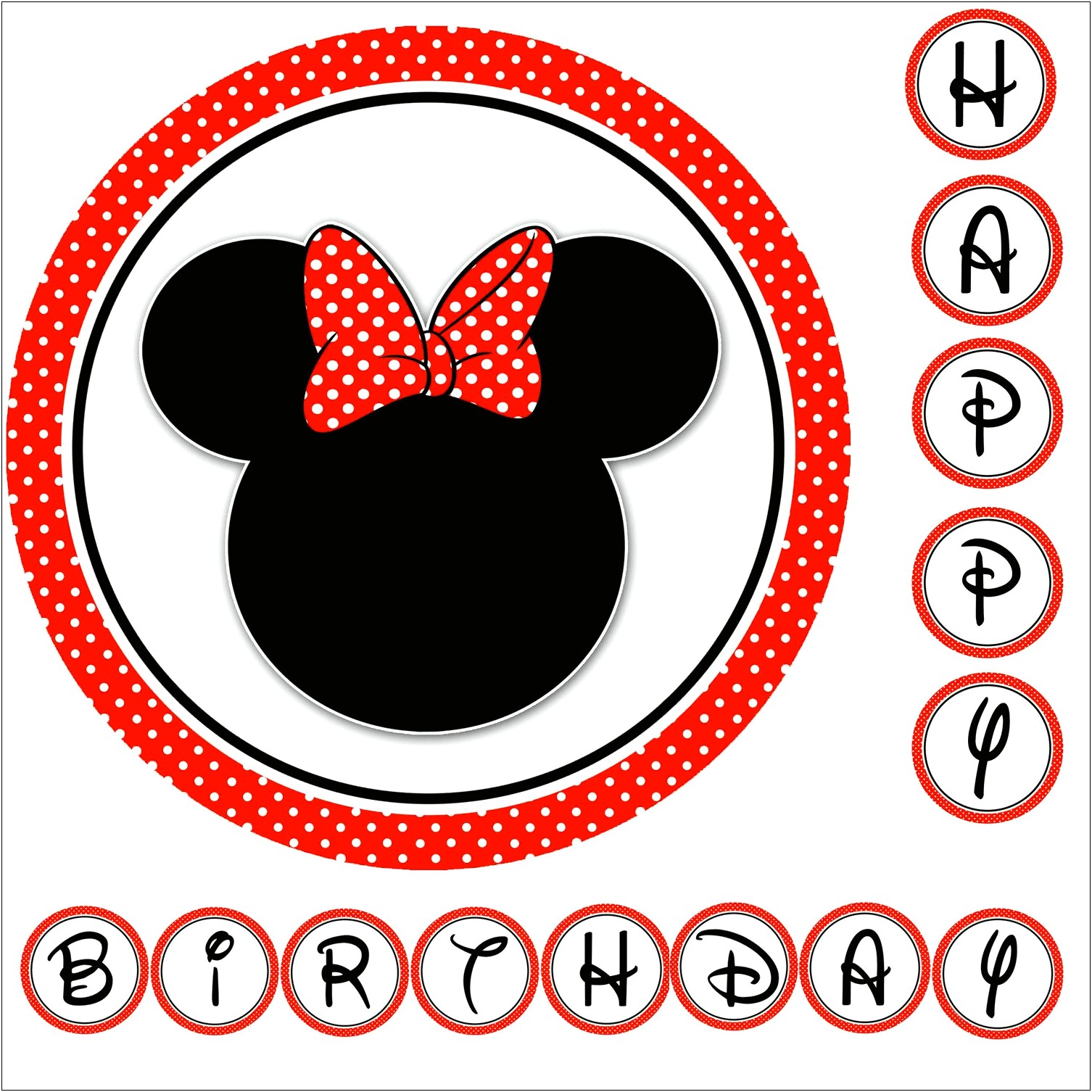 Free Printable Red Minnie Mouse Birthday Banner Template