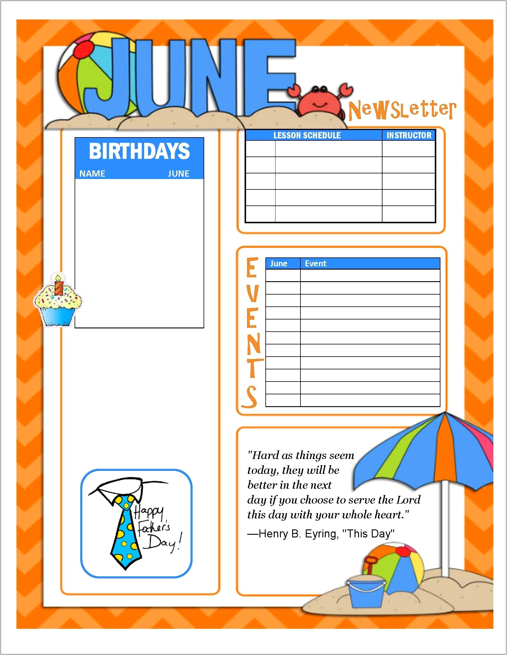 Free Printable Relief Society Newsletter Template