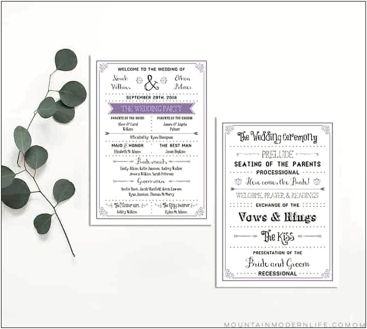 Free Printable Rustic Wedding Program Templates