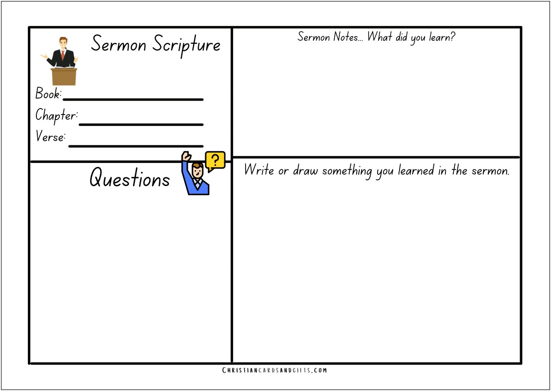 Free Printable Sermon Notes For Preschoolers Template