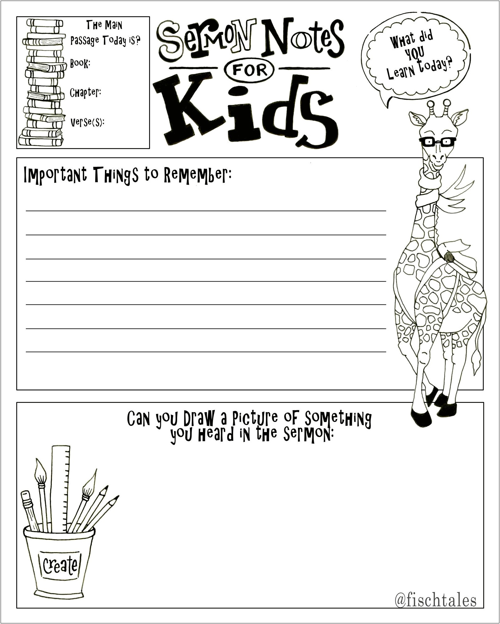 Free Printable Sermon Notes Template For Kids
