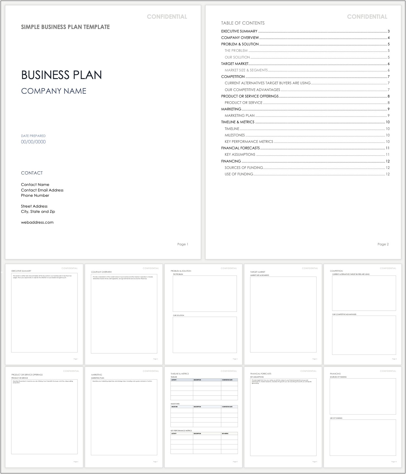 Free Printable Simple Business Plan Template
