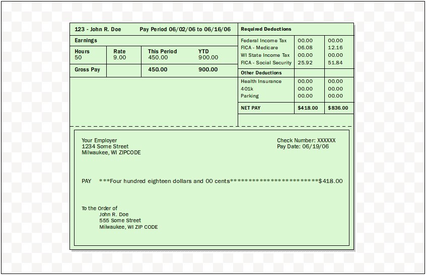 Free Printable Simple Pay Stub For Check Templates
