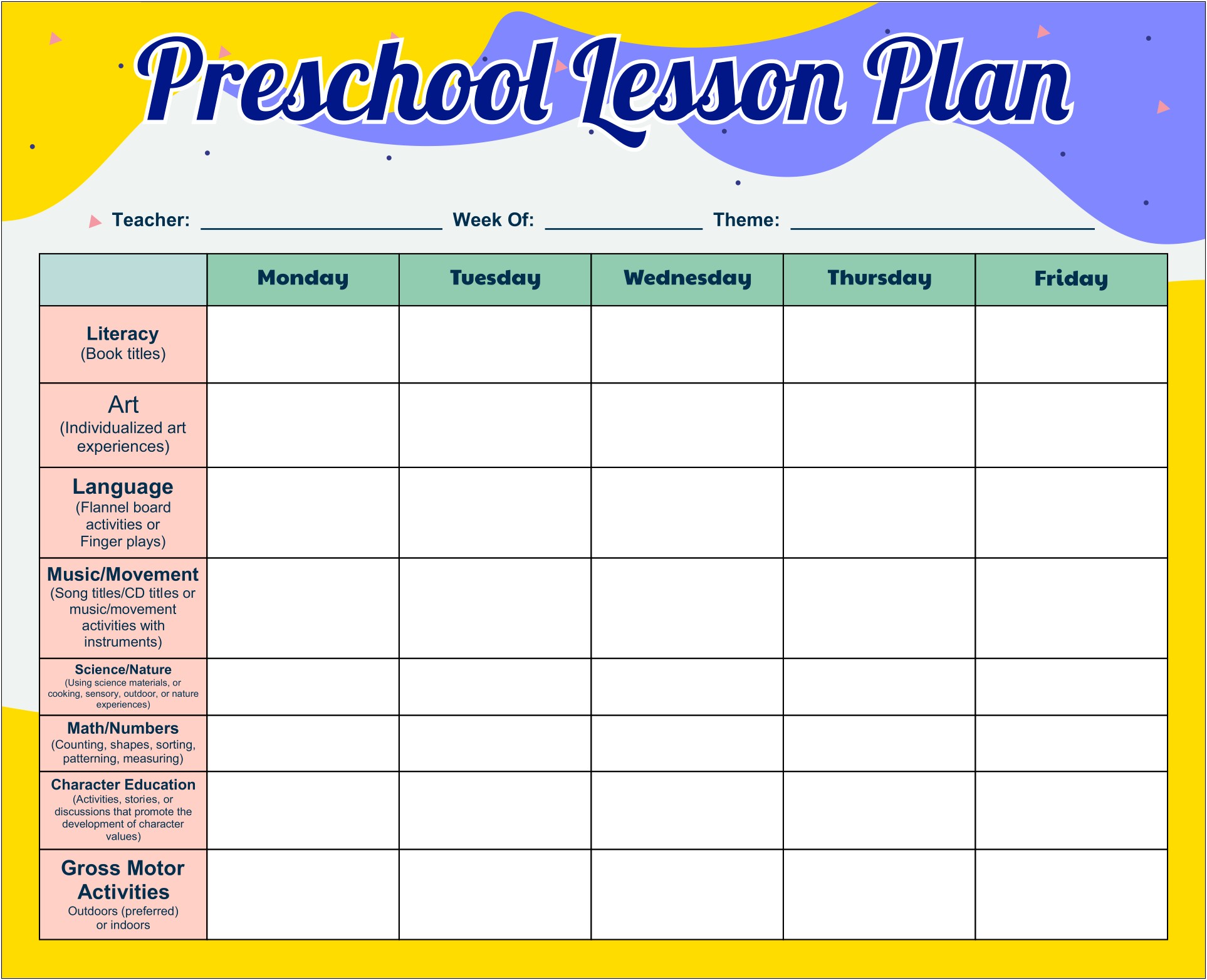 Free Printable Special Education Lesson Plan Template