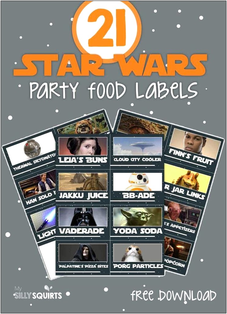 Free Printable Star Wars Food Templates Labels