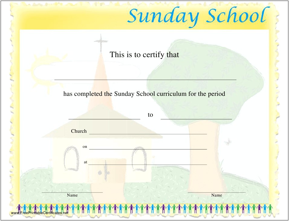 Free Printable Sunday School Recognition Template Award