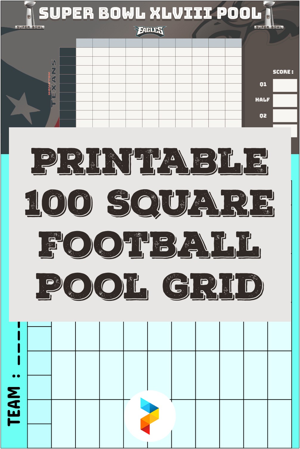 Free Printable Super Bowl 100 Squares Template