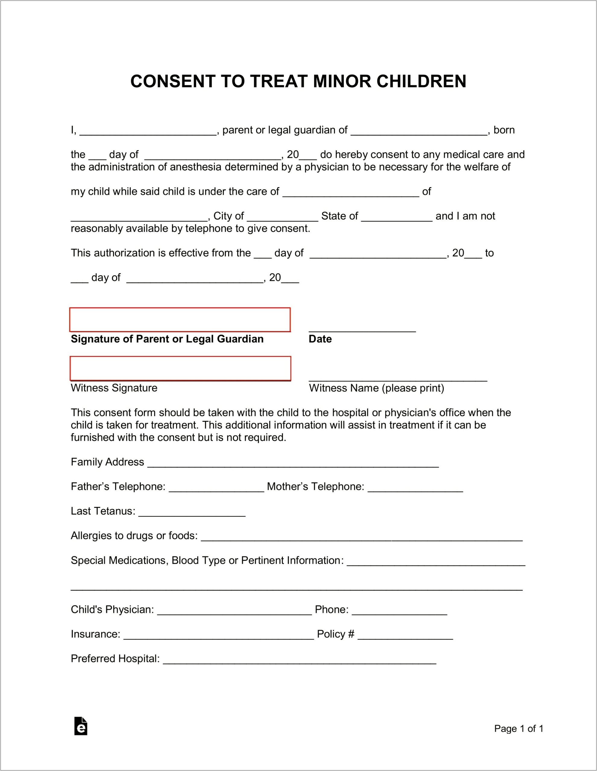 Free Printable Template Medical Consent Form Template
