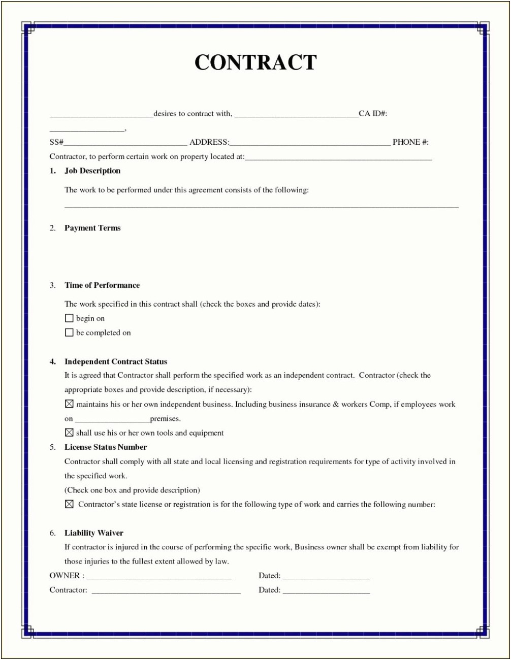 Free Printable Templates Contract Agreement Between Two Parties