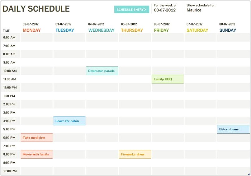 Free Printable Templates For Daily Work Schedules