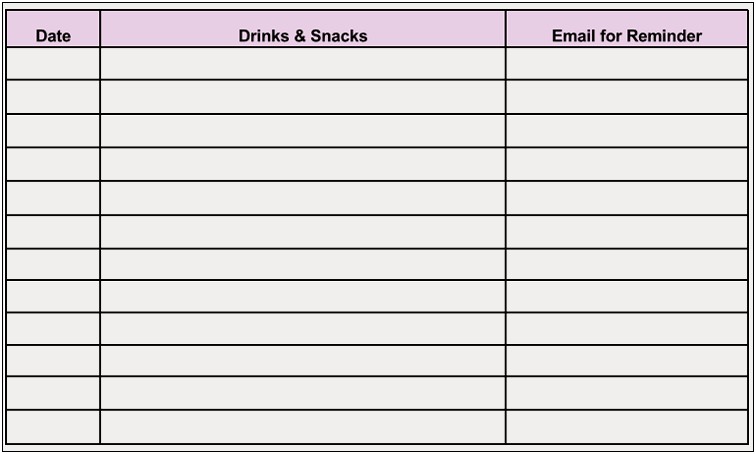 Free Printable Templates For Sign Up Sheets
