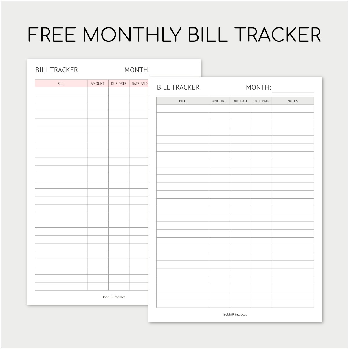 Free Printable Templates For Yearly Bill Tracker