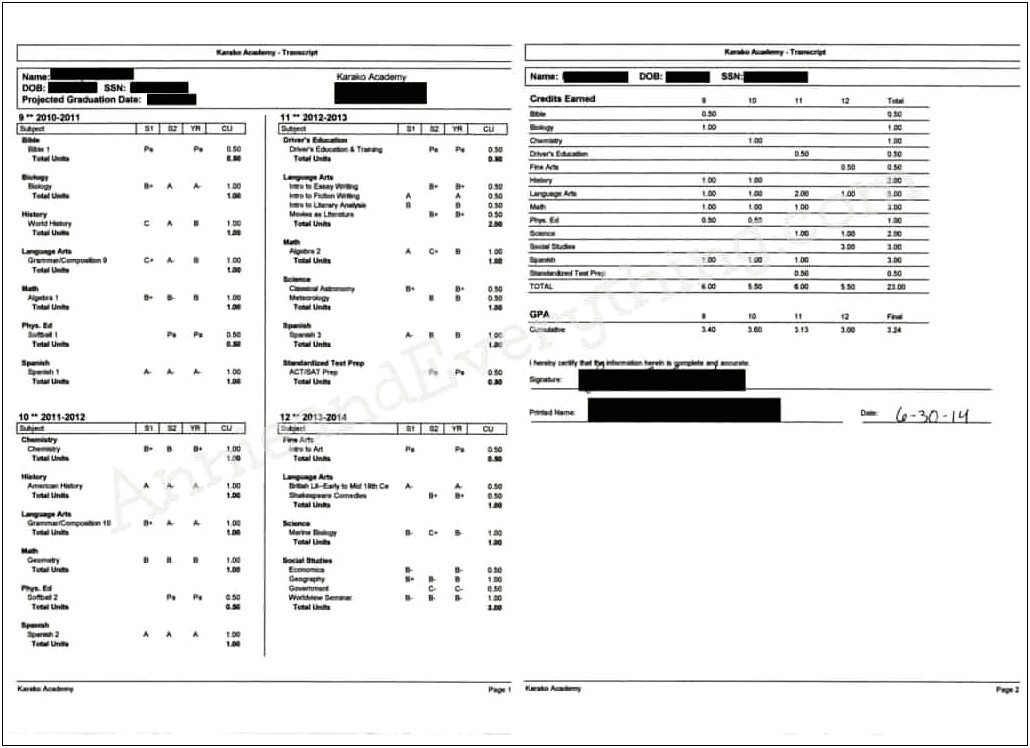Free Printable Texas Homeschool Report Card Template