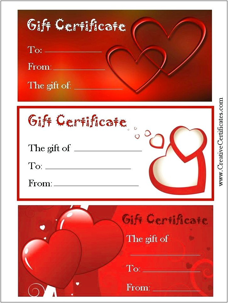 Free Printable Valentines Massage Gift Certificate Templates