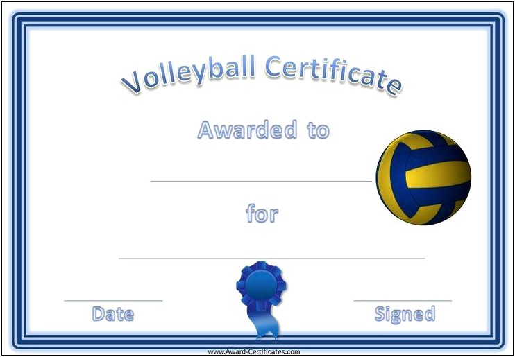Free Printable Volleyball Award Certificate Templates