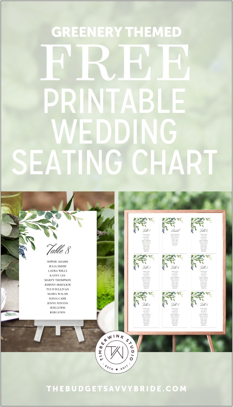 Free Printable Wedding Seating Chart Templates