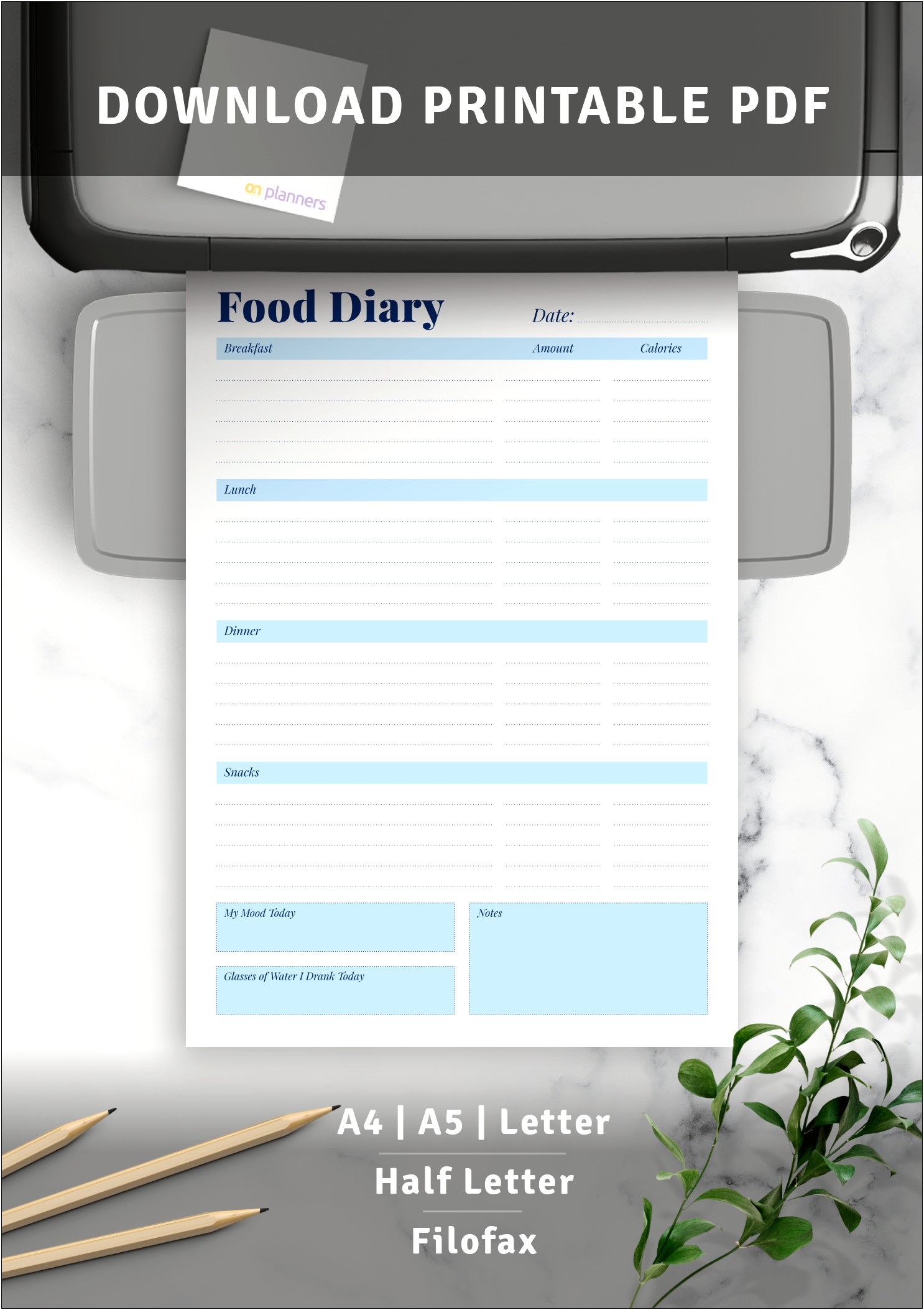 Free Printable Weekly Food Diary Journal Template
