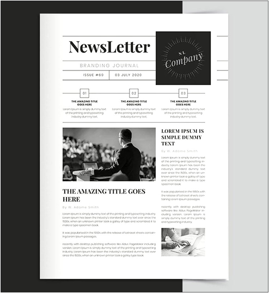 Free Professional Black And White Newsletter Templates