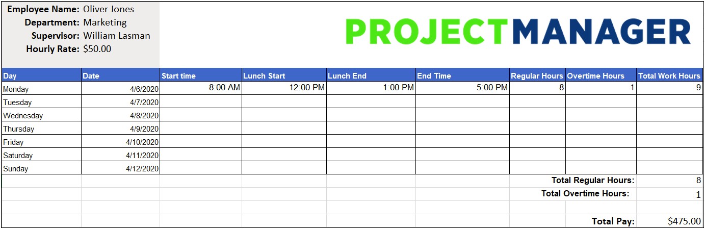 Free Progect Management And Time Tracking Template