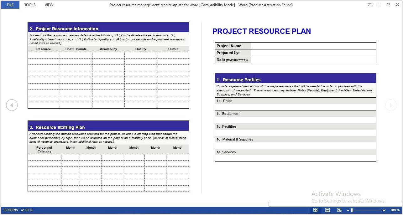 Free Project Management Plan Template Word