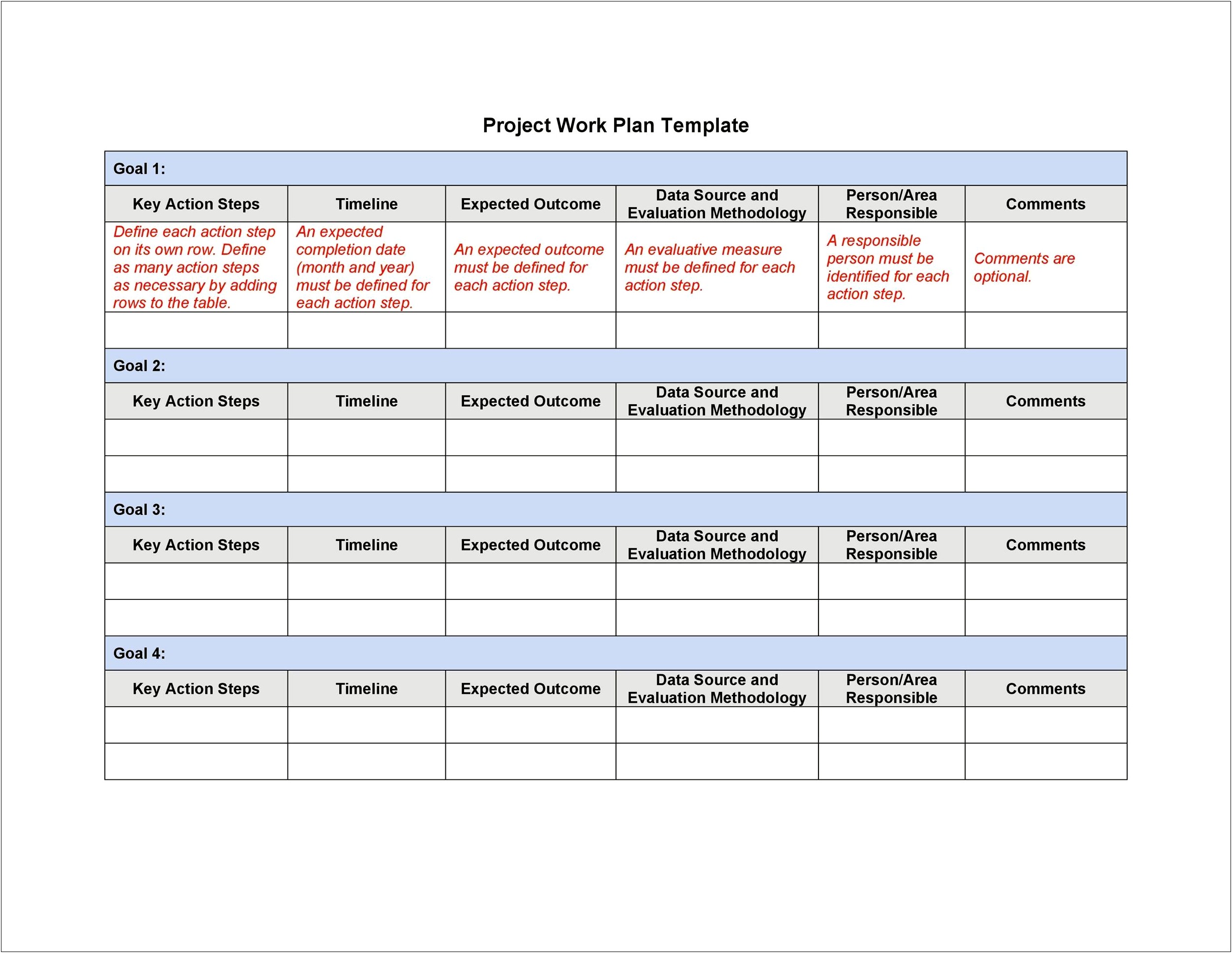 Free Project Work Plan Template Excel